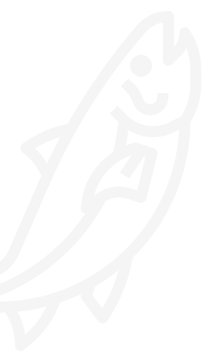 Outline of a fish on a transparent background, facing right, with a simple design showing its fins and tail.